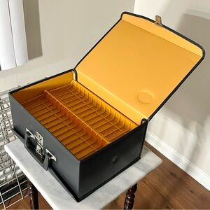 60 Cassette Holder Case BMI Beaux Merzon 2 sided 13.5x9.5”x6" Black Very Good